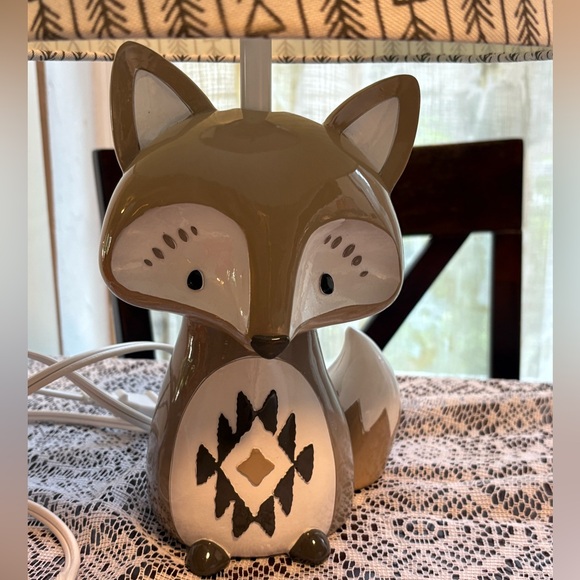 Levtex Baby Bailey Gray Fox Lamp Nursery Kids Room Nature Woodland Theme Unisex - Picture 2 of 8